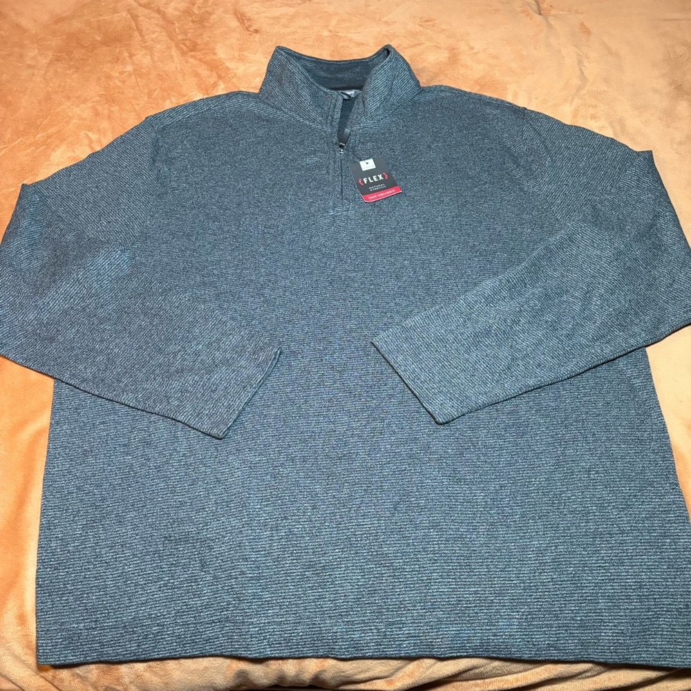Van Heusen Men's Pullover Sweater Zip Up Grey NWT